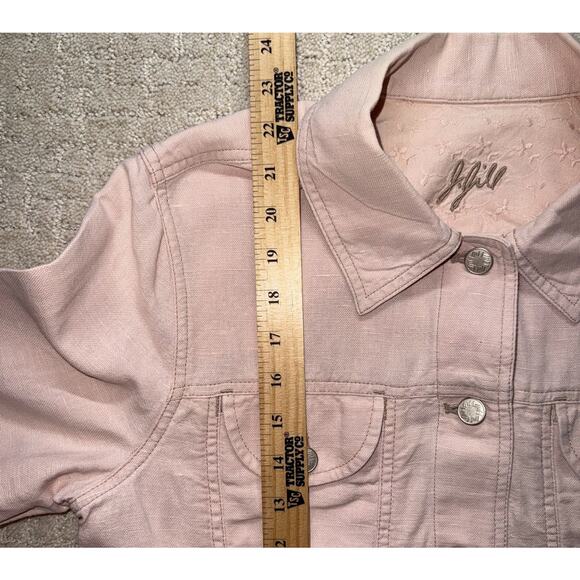 J.Jill Women’s Small Linen Cotton Jacket Pink Button Front Lightweight Layering - Picture 5 of 8